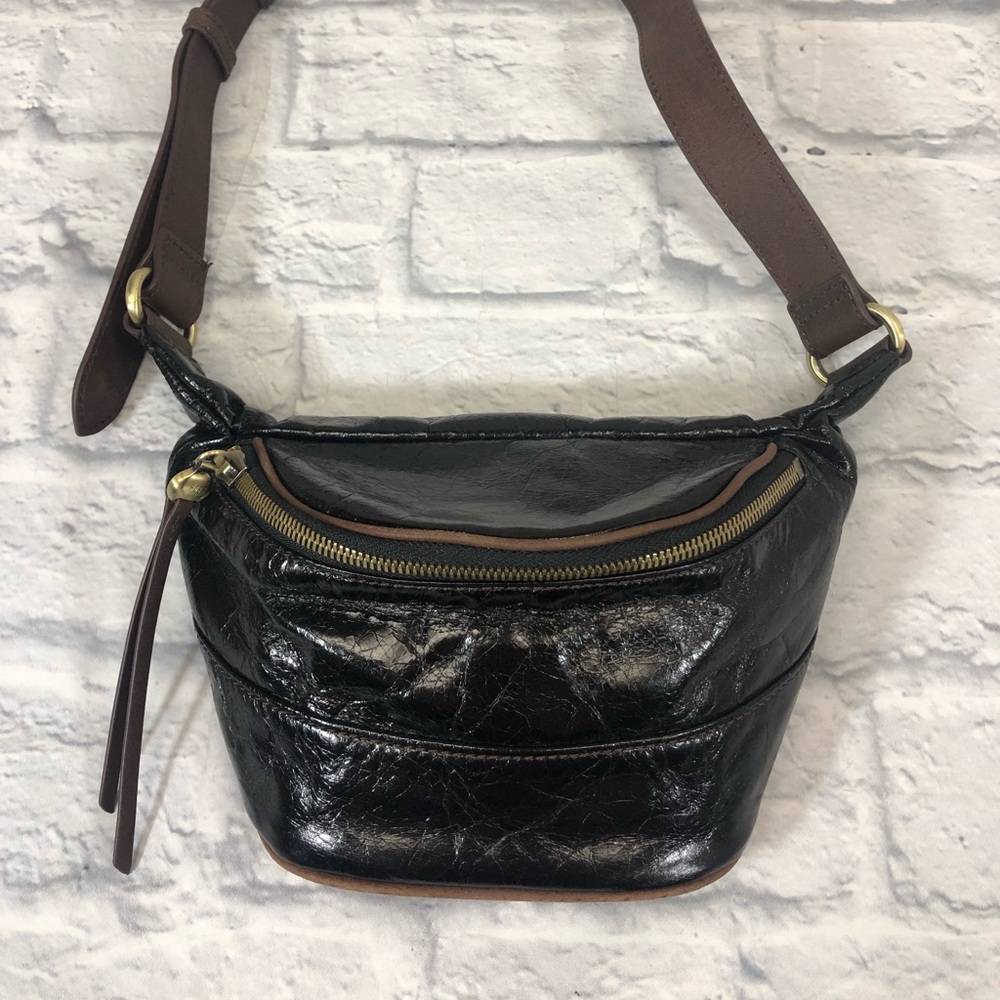 Hobo International Leather Jett Waist belt bag Dark Brown leather Floral lined